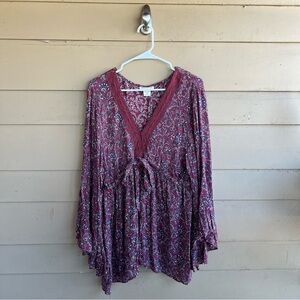 Romantic Gypsy Bohemian Tunic Top 1X Hippie Peasant Modest